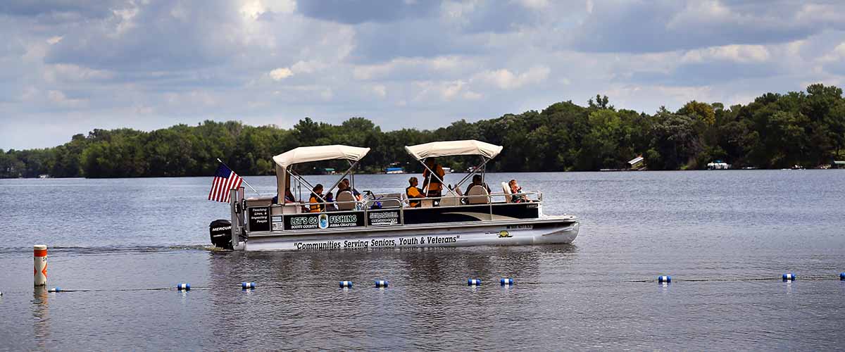 Group of people on a pontoon boat 