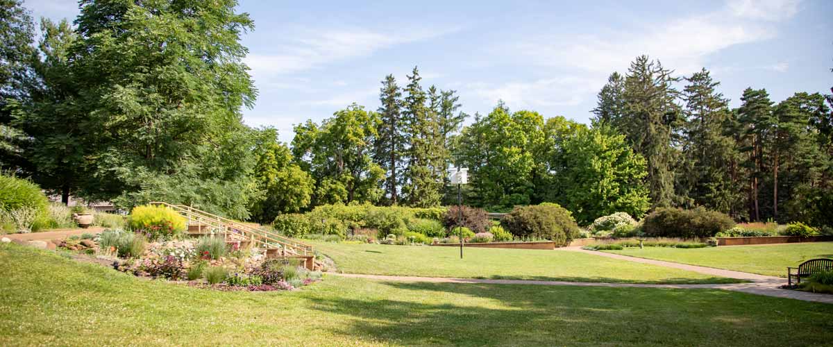 A view of the lawn and gardens at Noerenberg.