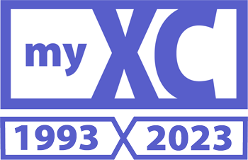 Minnesota Youth Ski League logo with "my XC" in larger blurple letters. Below are the years 1993 and 2023.