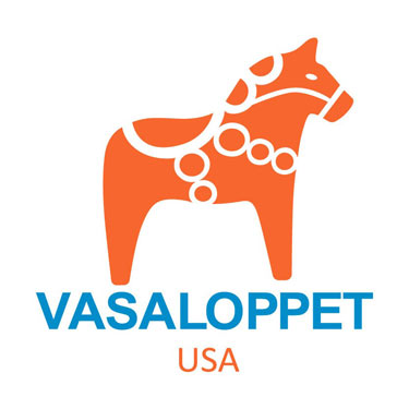 Vasaloppet USA logo with orange horse icon above the text.