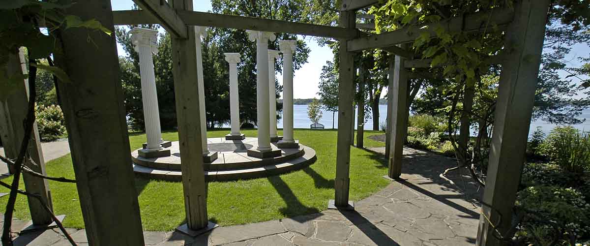 View of garden columns