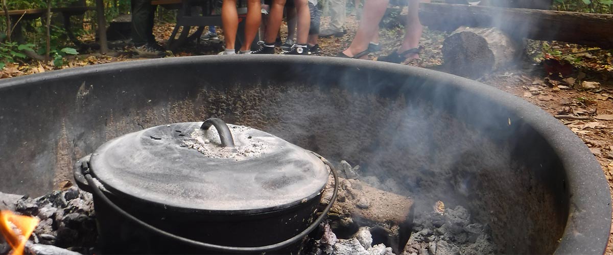 dutch oven in a campfire