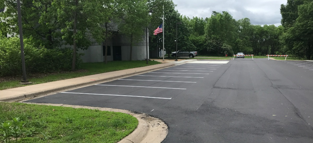The parking lot at the Hyland Operations Center