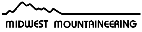 Midwest Mountaineering logo with outline of mountains on top of text.