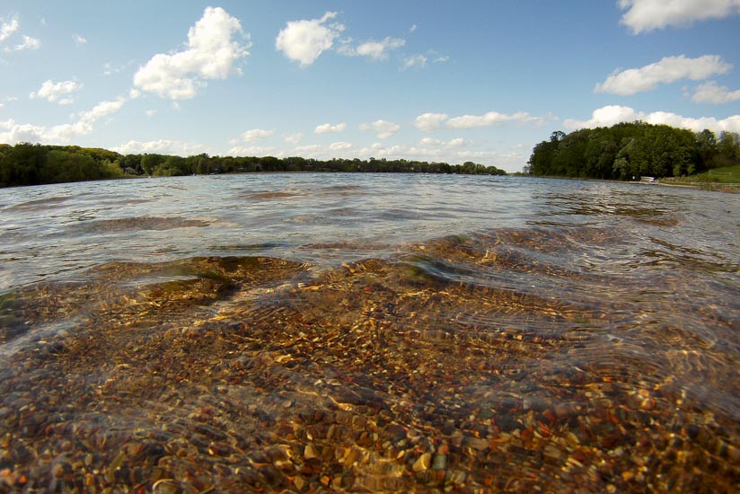 View of clear water at lake shore