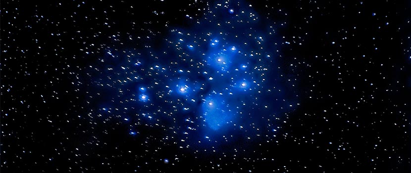 pleiades constellation in the night sky
