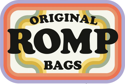 Romp logo with red rounded rectangle surrounding "Original Romp Bags"