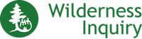 Wilderness Inquiry logo with an illustration of an evergreen tree and a group of people in green and white. 